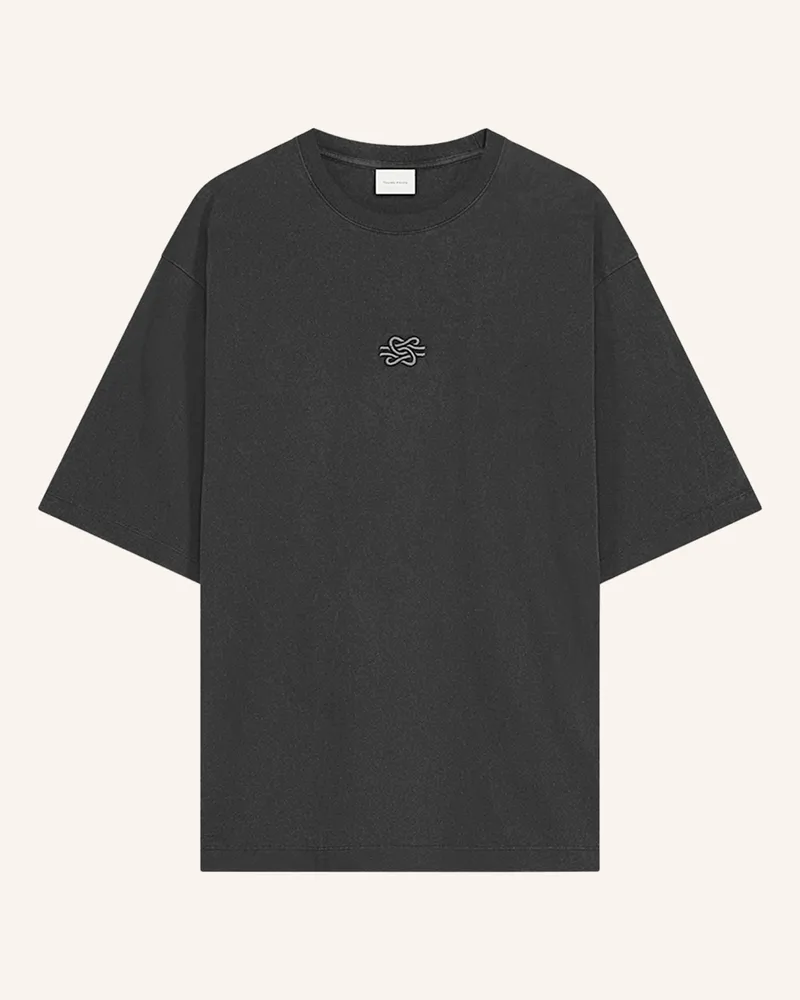 Filling Pieces T-Shirt BOXY EMBROIDERED Dunkelgrau