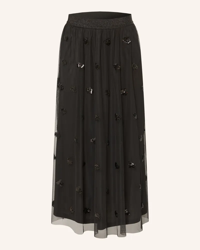 Oui  Tüllrock Mit Pailletten schwarz Schwarz