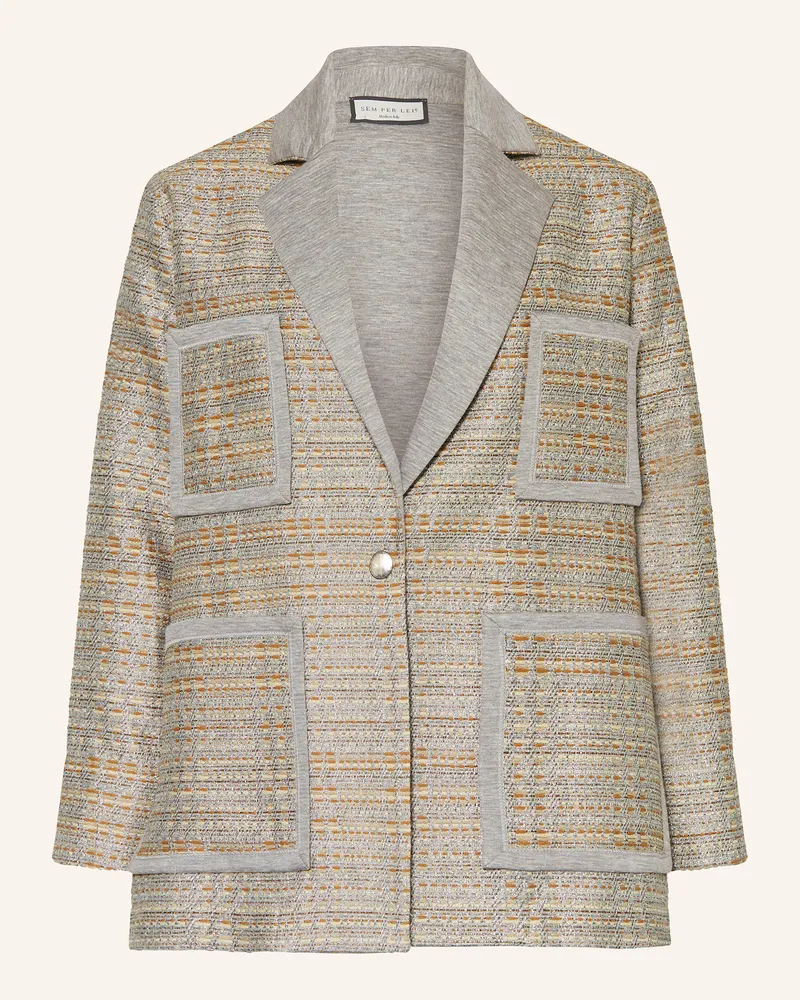 SEM PER LEI Tweed-Blazer mit Glitzergarn Silber