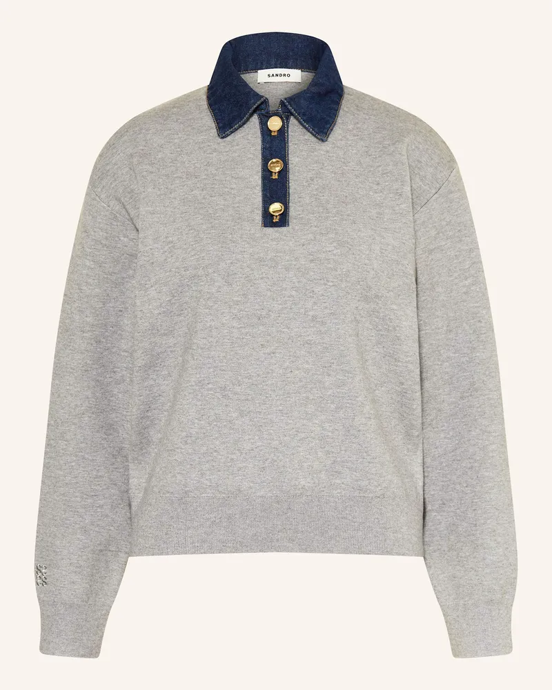 Sandro Pullover im Materialmix Grau