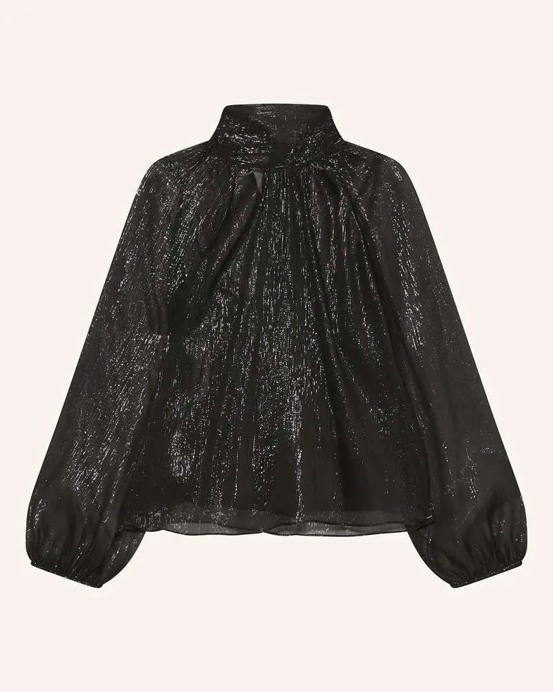 Marc Cain Schluppenbluse mit Glitzergarn Schwarz