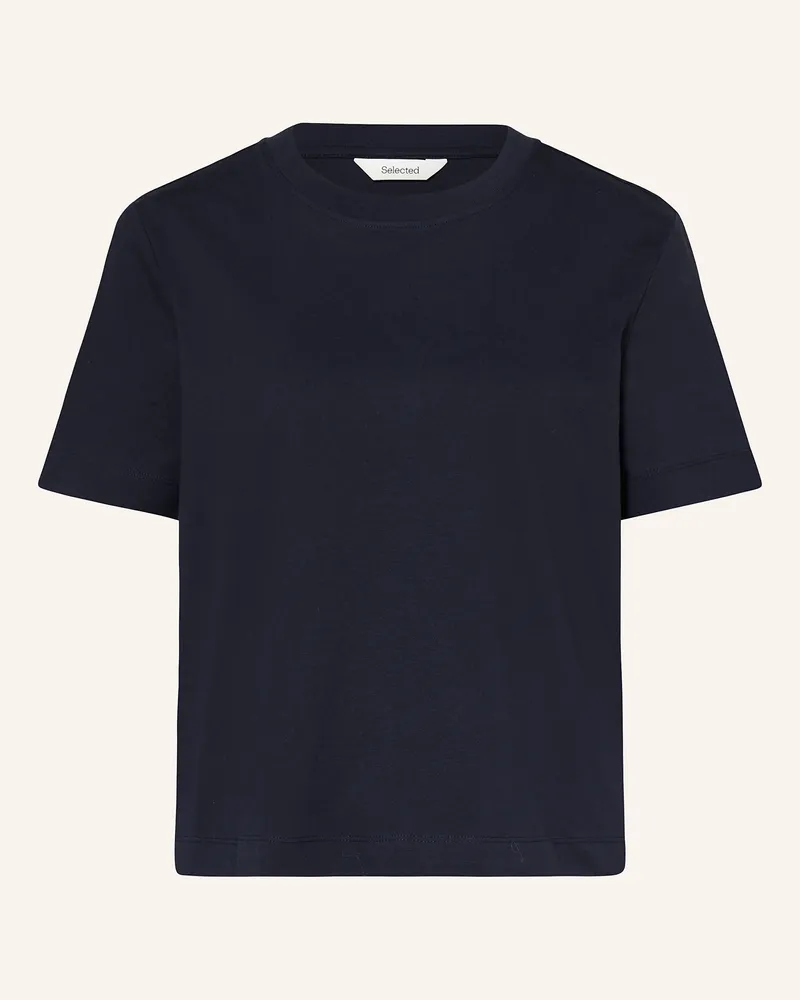 Selected T-Shirt Slfessential blau Dunkelblau
