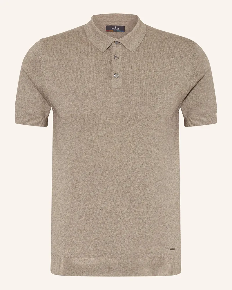 Ragman Strick-Poloshirt Hellbraun