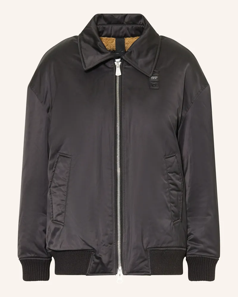 Blauer Satinblouson SAVIN Schwarz