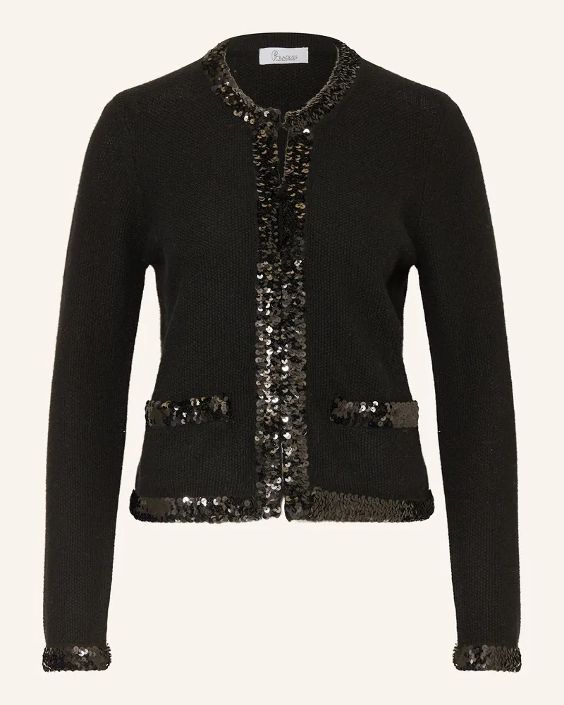 Princess goes Hollywood Strickjacke mit Pailletten und Cashmere Schwarz