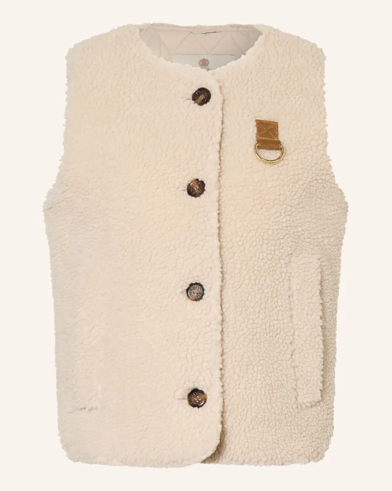 Barbour Teddyfell-Weste Bowes weiss Creme
