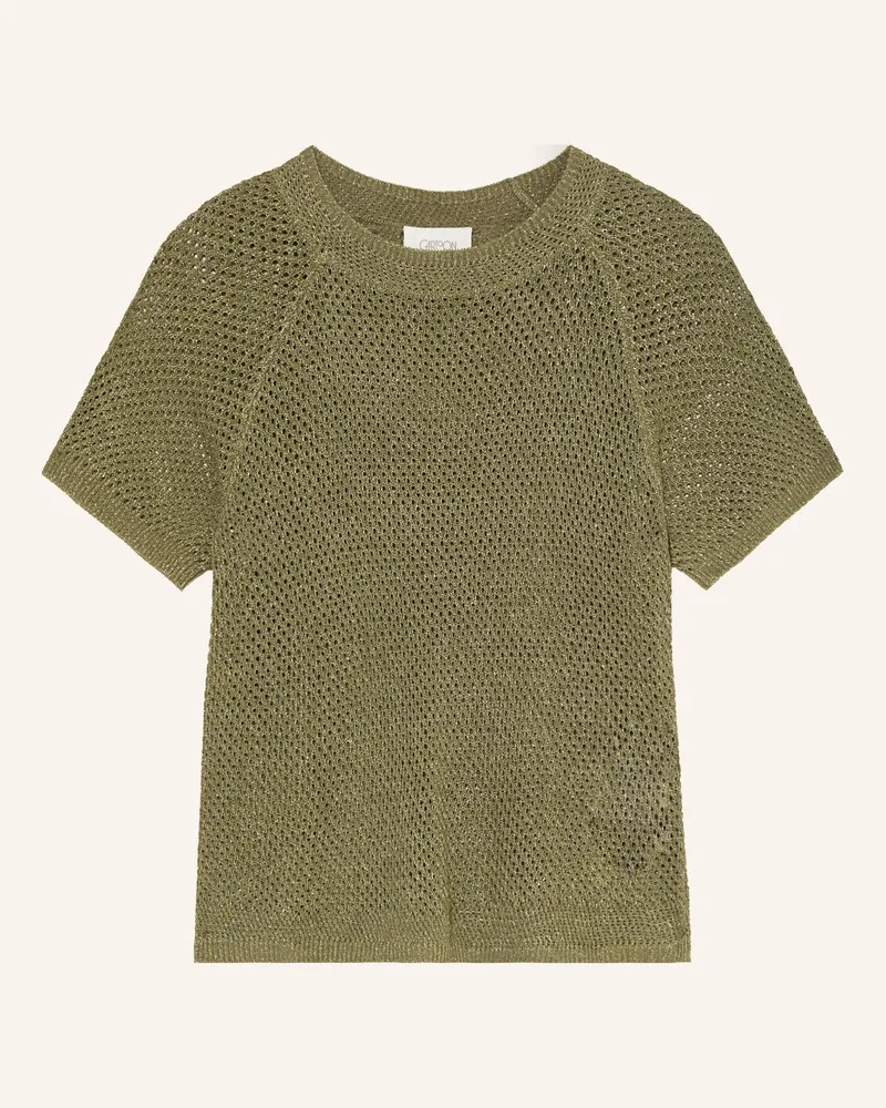 Cartoon Strickshirt Mit Glitzergarn gruen Khaki