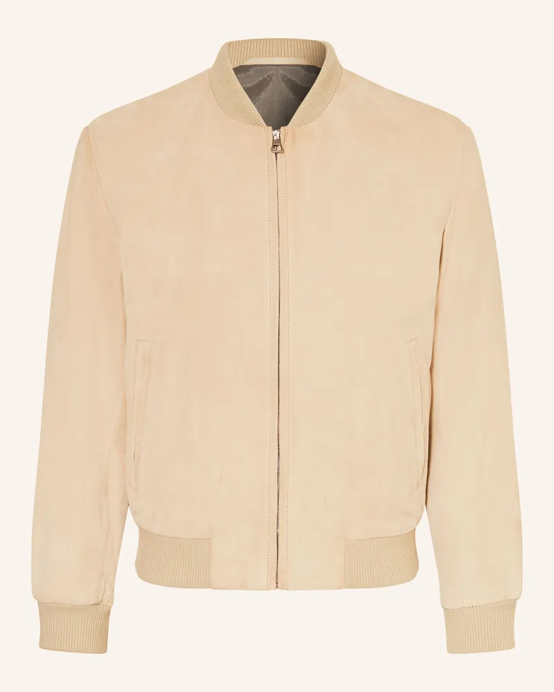 HUGO BOSS Lederblouson Milo beige Creme