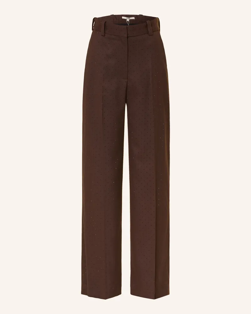Maje Marlenehose Mit Schmucksteinen braun Dunkelbraun