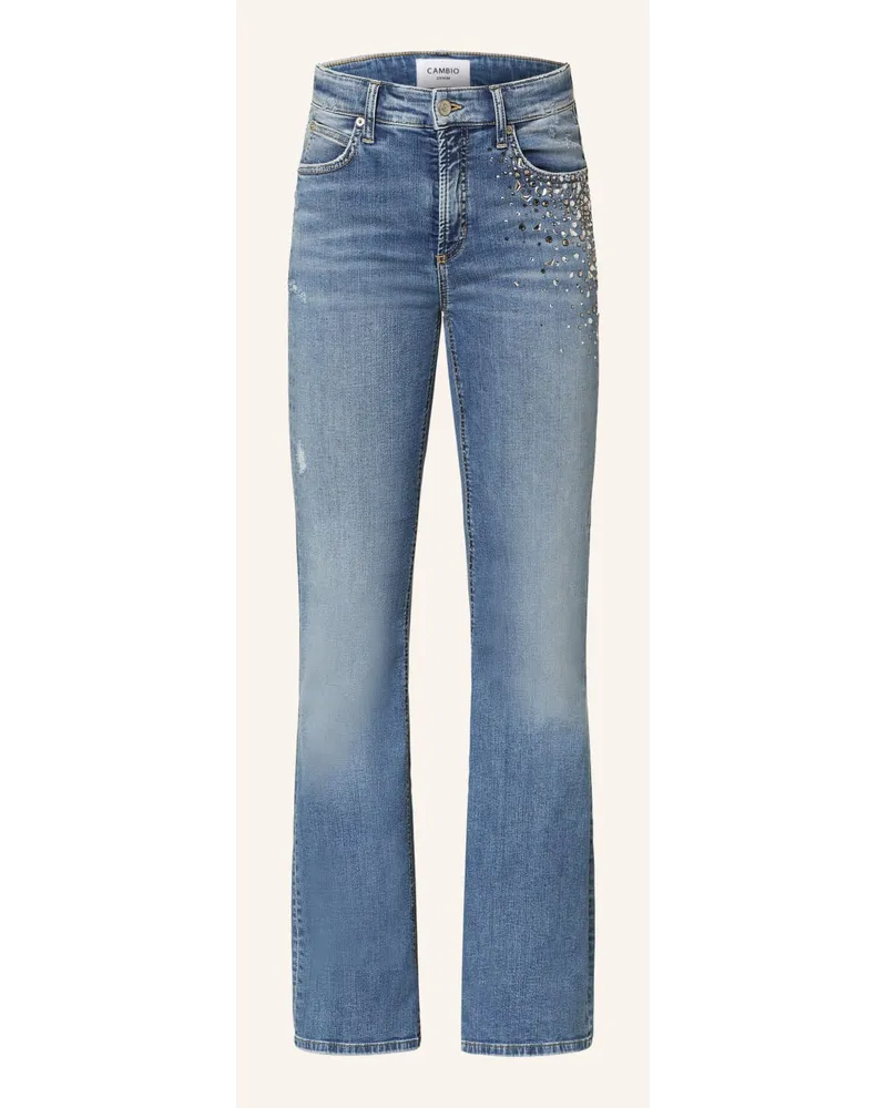 Cambio Flared Jeans FABIENNE mit Schmucksteinen Blau