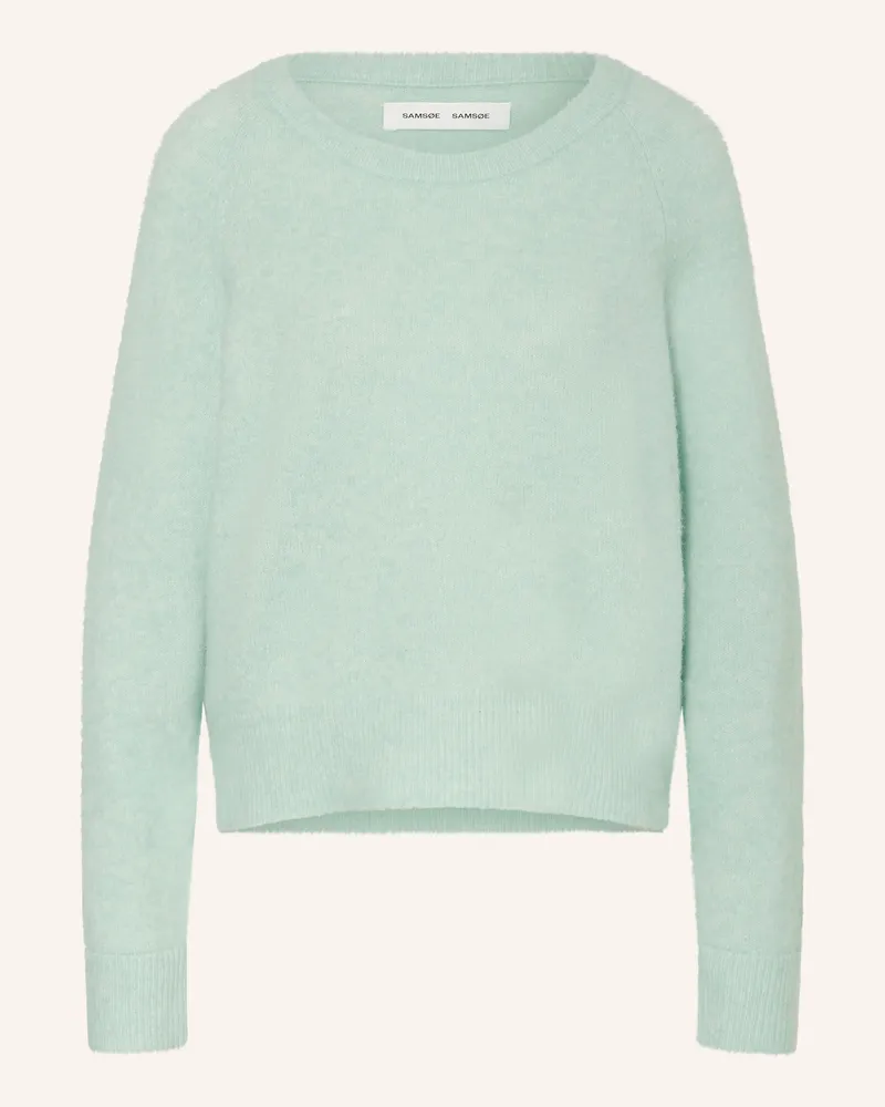 Samsøe & Samsøe Pullover Nor O-N Short Mit Alpaka gruen Mint