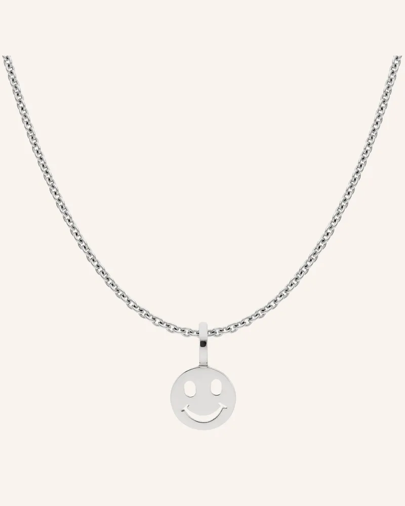 CADA Kette Tiny Smiling Face silber Weissgold