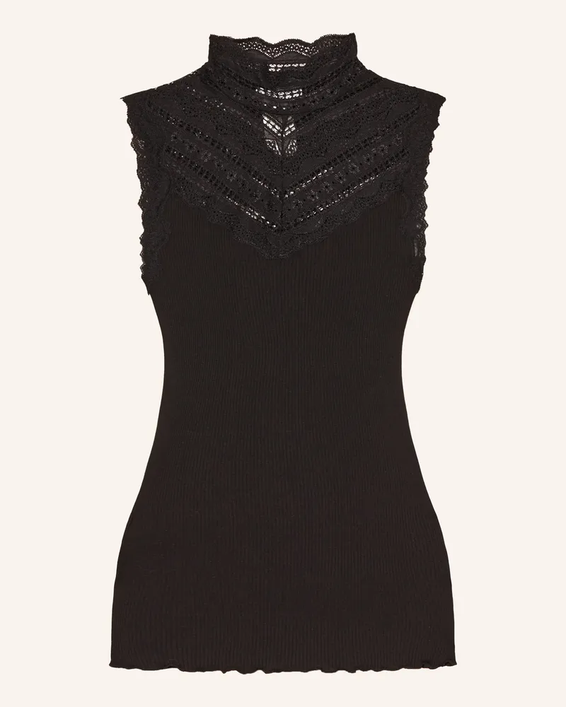 Rosemunde Seidentop mit Spitze Schwarz