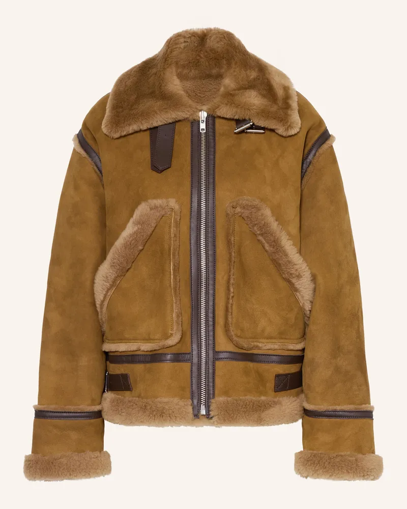 ba&sh Lederjacke Duli braun Cognac