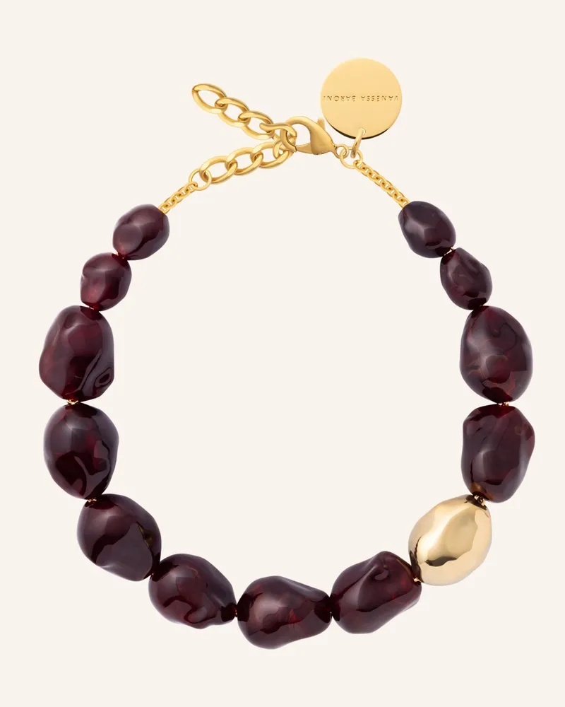 Vanessa Baroni Halsketten Big Organic Pearl Gold Bordeaux Marble By Glambou gold Gold