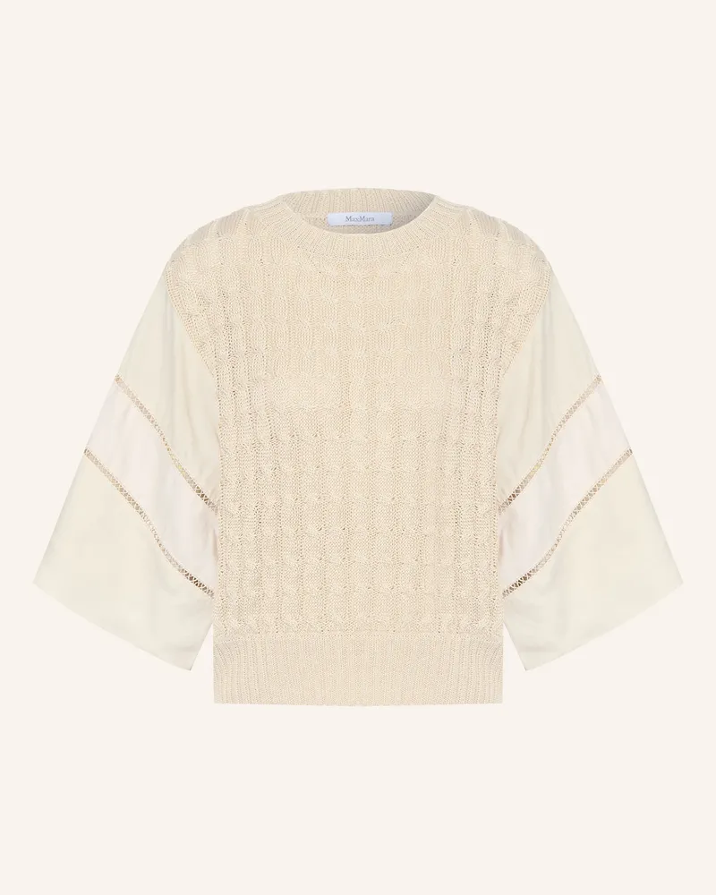 Max Mara Leinenpullover Scatola Im Materialmix Mit 3/4-Arm beige Beige