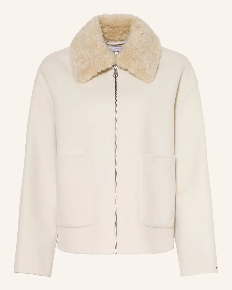Tommy Hilfiger Kastenjacke Mit Abnehmbarem Kunstfell-Kragen beige Creme