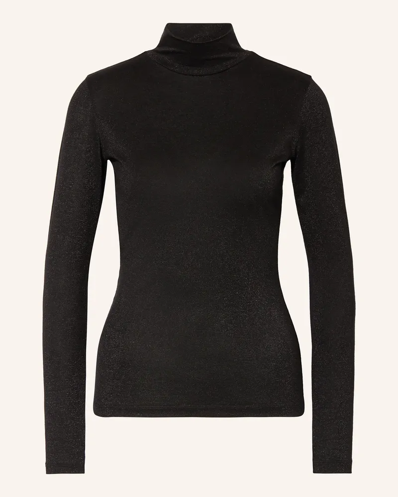 HUGO BOSS Rollkragenshirt DELAINA mit Glitzergarn Schwarz