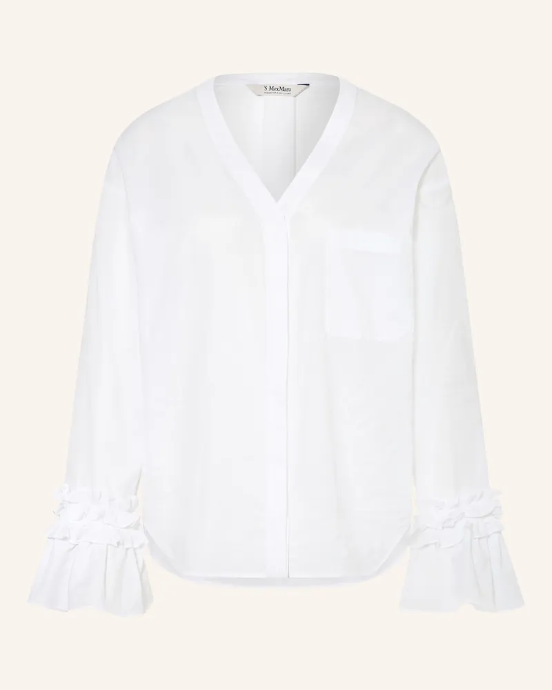 Max Mara Bluse Astro Mit Rüschen weiss Weiss