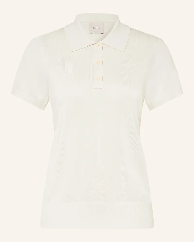 Calvin Klein Strick-Poloshirt weiss Creme