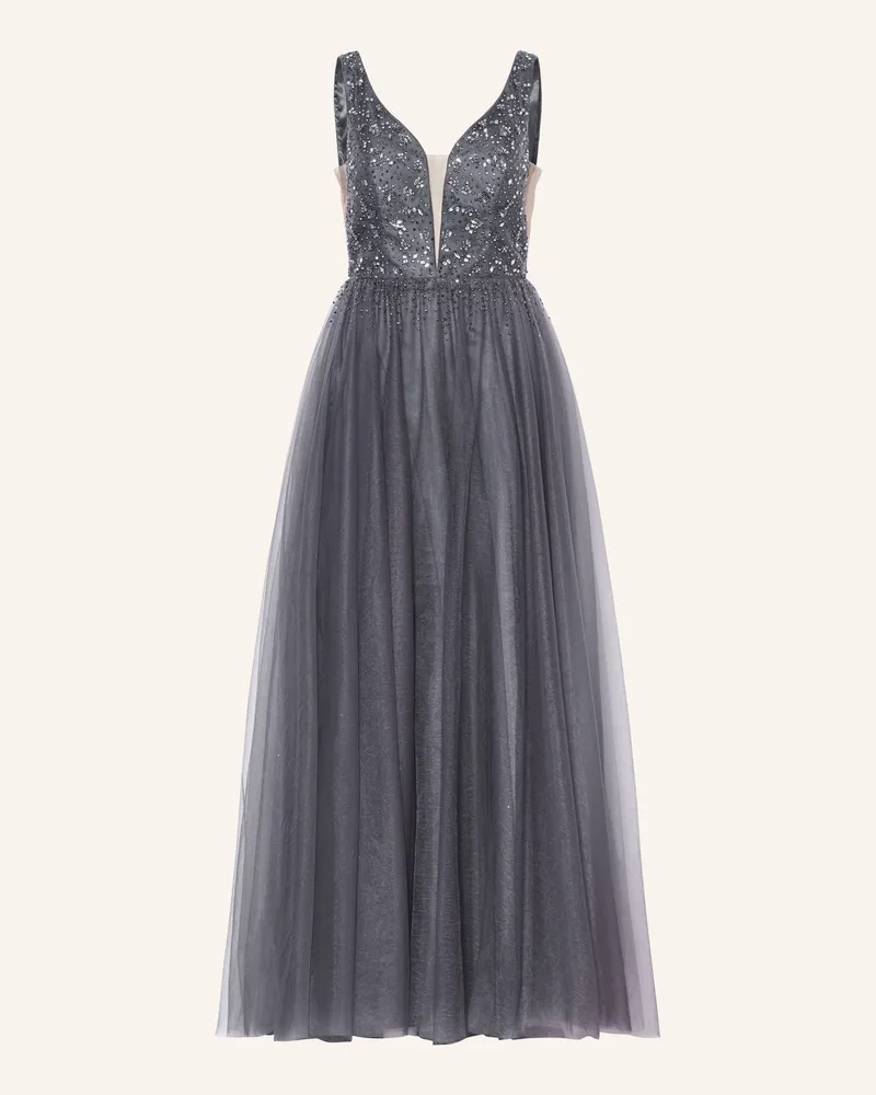Vera Mont Abendkleid mit Schmucksteinen Dunkelgrau
