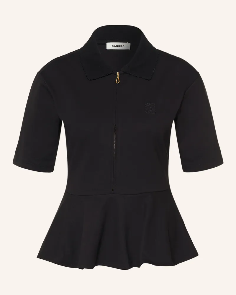 Sandro Jersey-Poloshirt schwarz Schwarz