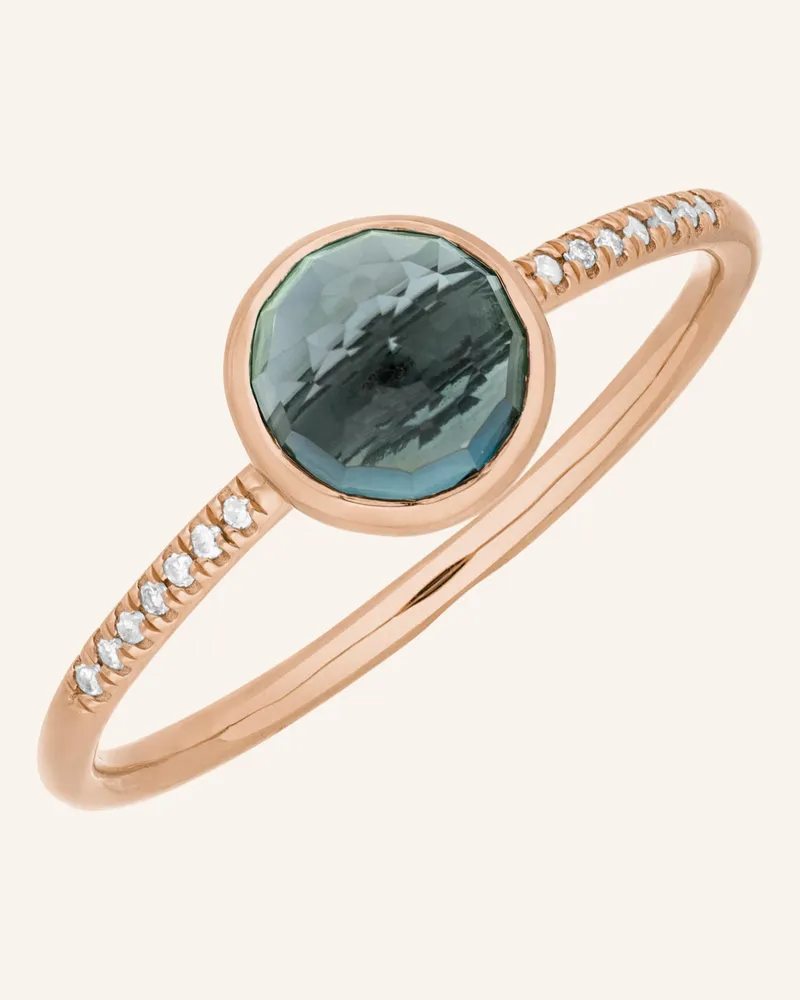 Leaf Ring BLUE TOPAS aus 14 Karat Roségold mit Diamanten Roségold