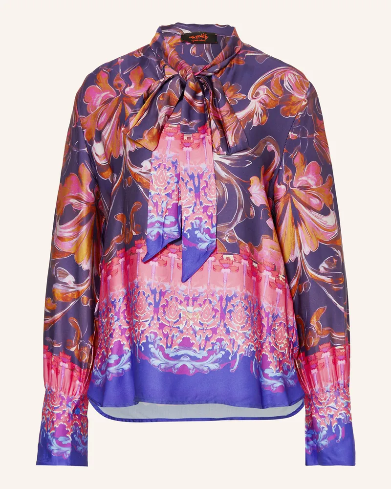 Miss Goodlife Blusenshirt aus Satin mit Schluppe Lila