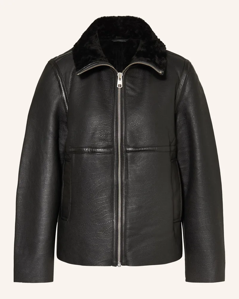 Selected Lederjacke schwarz Schwarz
