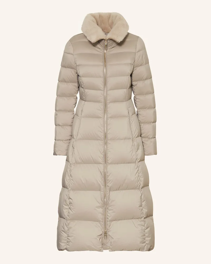 DUNO Daunenmantel Melrose Mit Kunstfell beige Camel