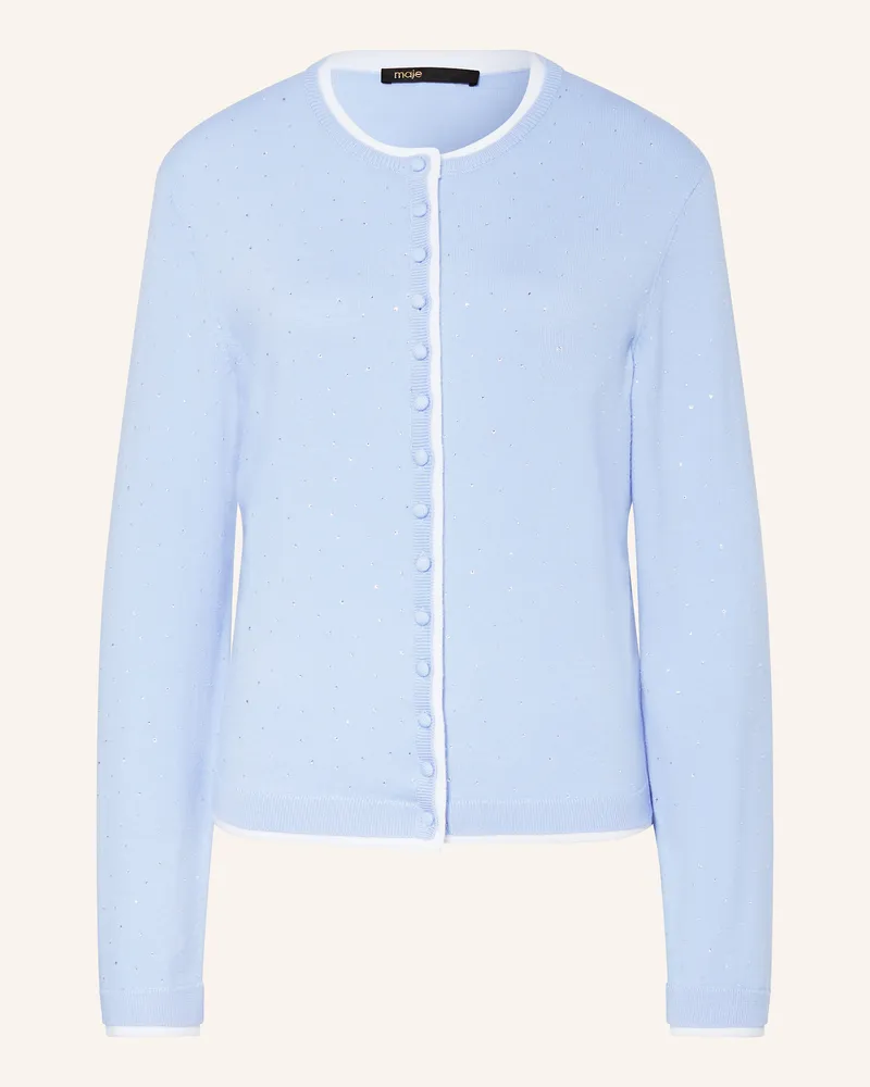 Maje Strickjacke mit Schmucksteinen Hellblau