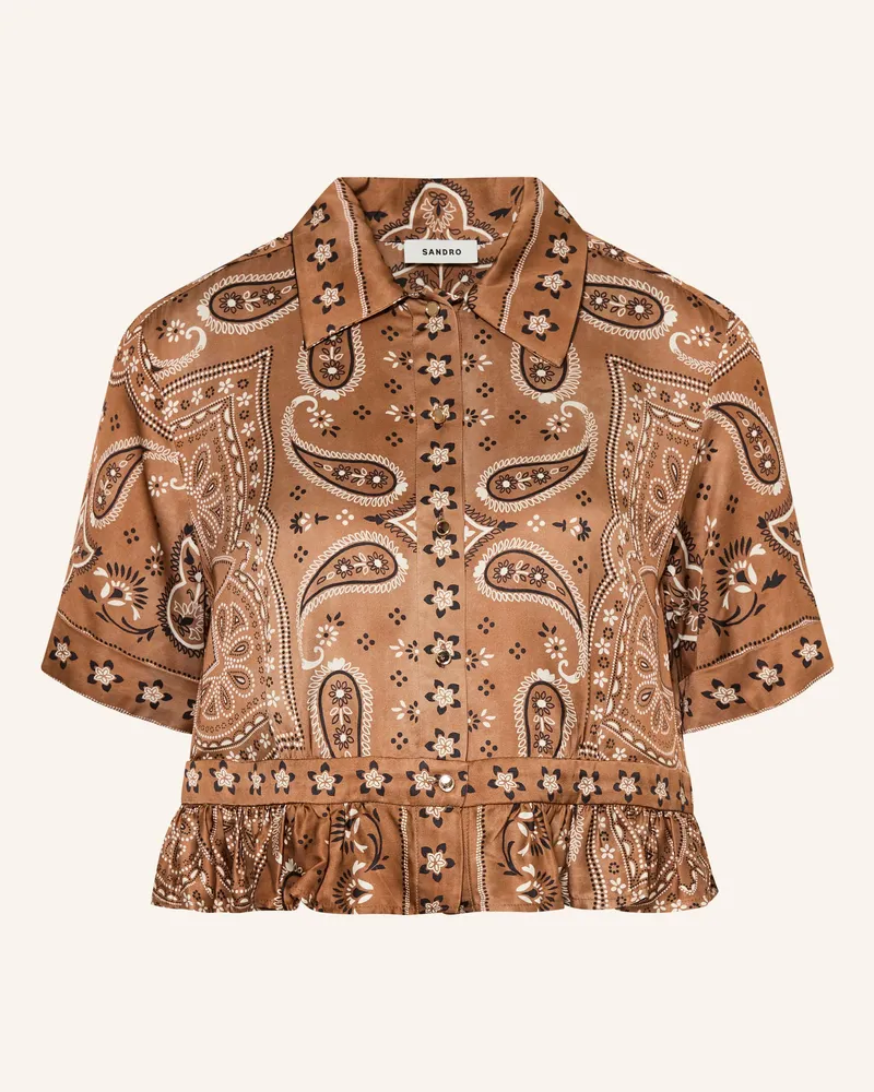 Sandro Hemdbluse aus Satin Cognac