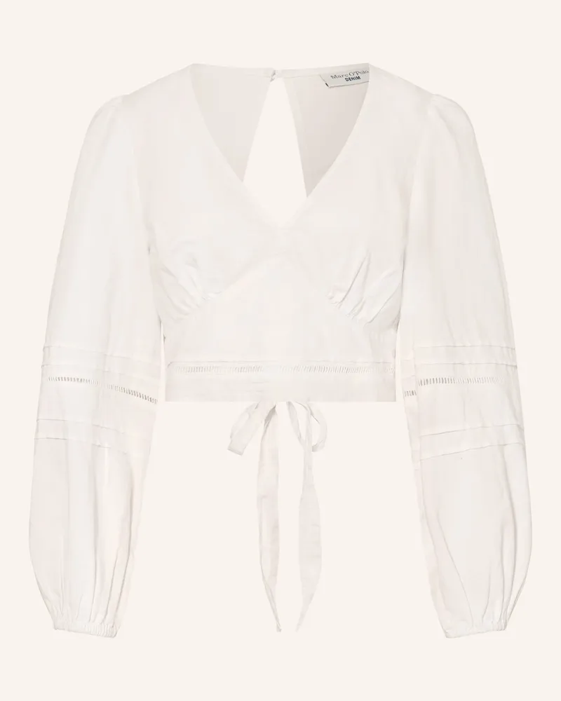 Marc O'Polo Cropped-Blusenshirt Mit Leinen weiss Weiss