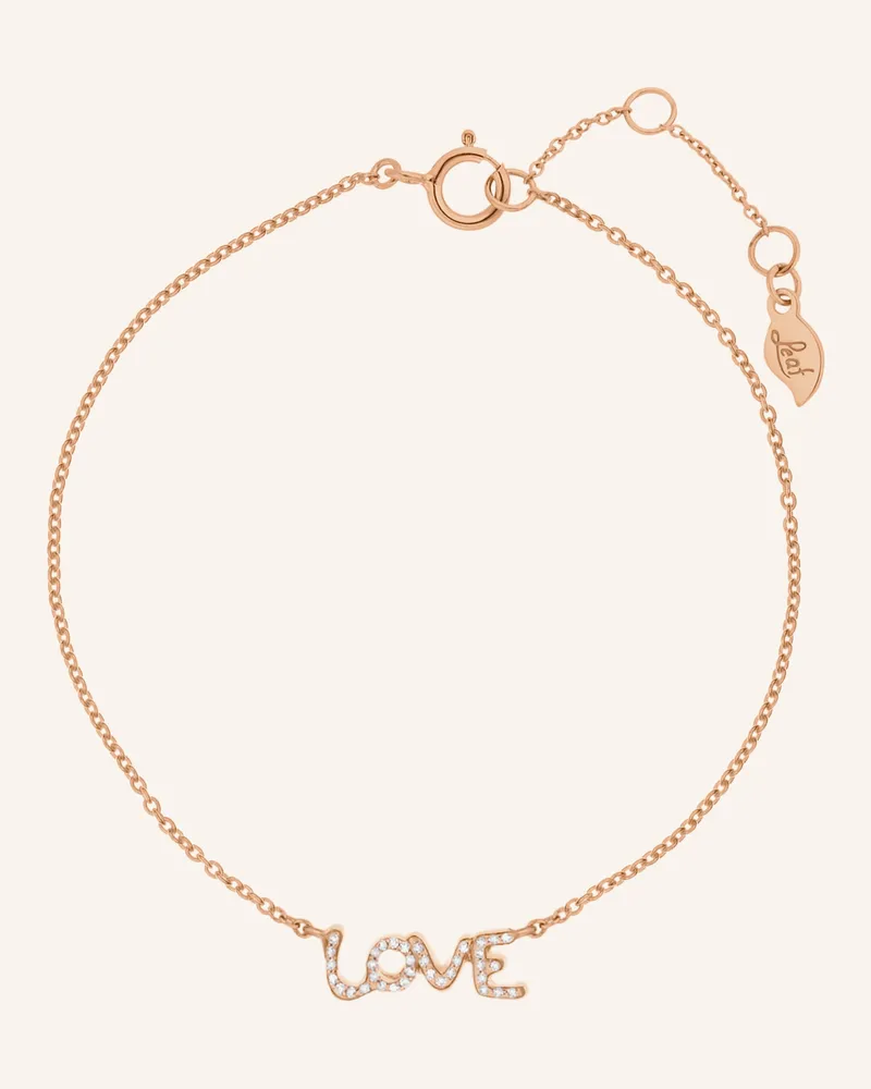Leaf Armband TINY LOVE aus 14 Karat Roségold mit Diamanten Roségold
