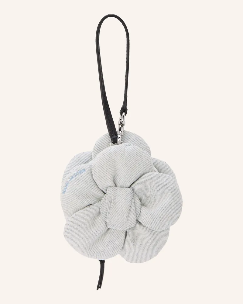 Marc Jacobs Taschenanhänger The Cookie Pouch Charm Denim Fringes Flowers weiss Weiss