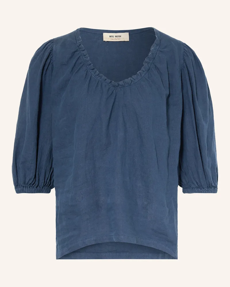 Mos Mosh Blusenshirt MMTAISSA aus Leinen mit 3/4-Arm Blau