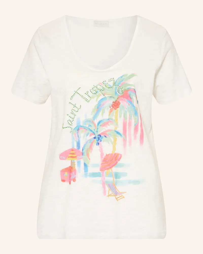 Milano Italy T-Shirt Mit Schmucksteinen weiss Creme
