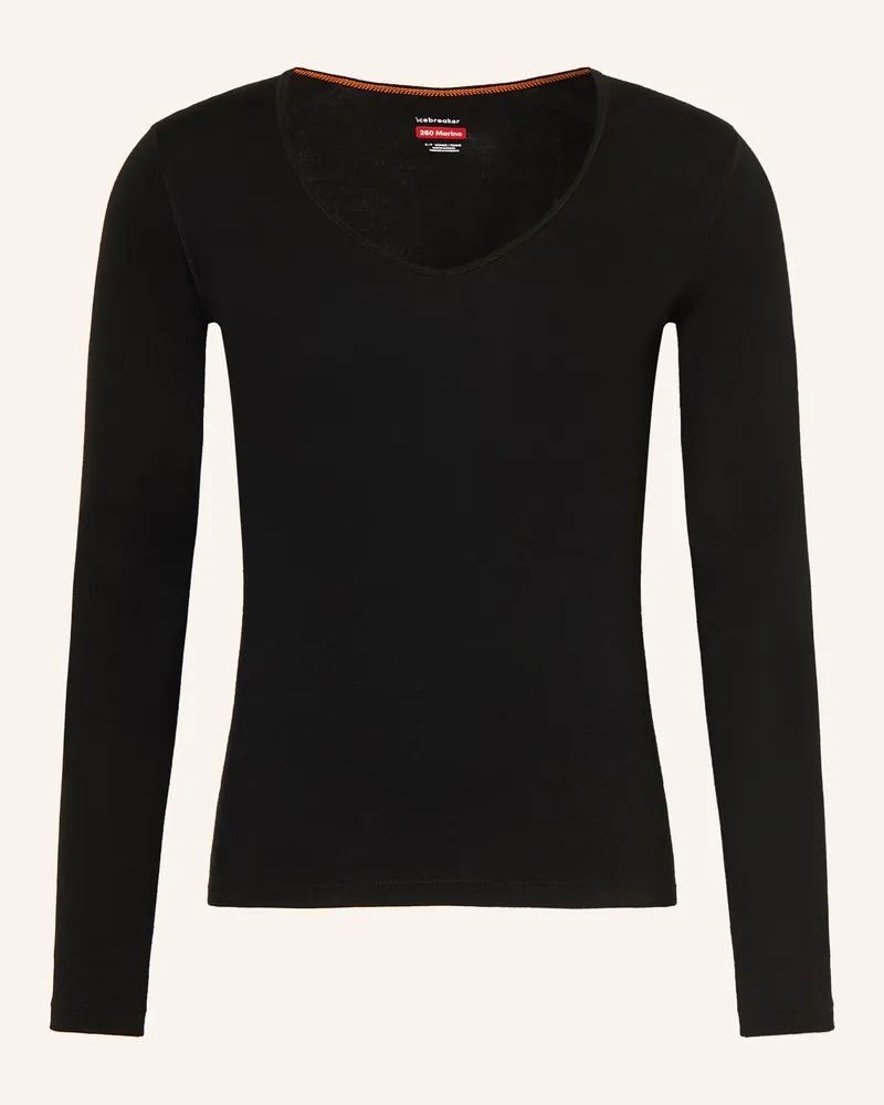 Icebreaker Funktionswäsche-Shirt Merino 260 Tech Aus Merinowolle schwarz Schwarz