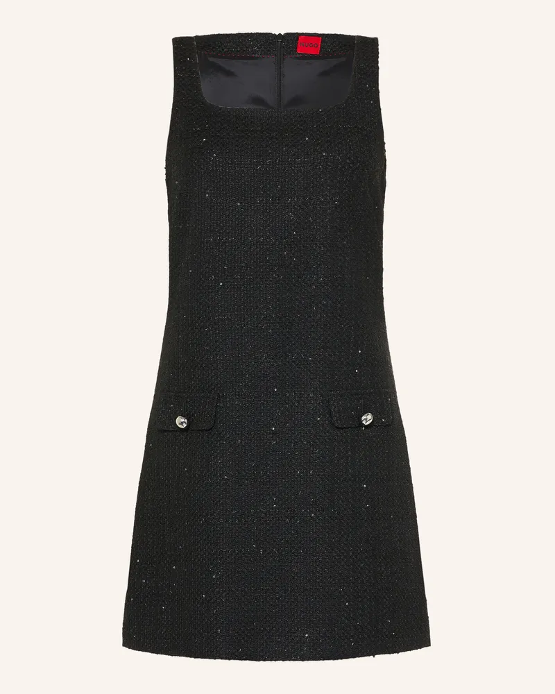 HUGO BOSS Bouclé-Kleid Kalife Mit Pailletten Und Glitzergarn schwarz Schwarz