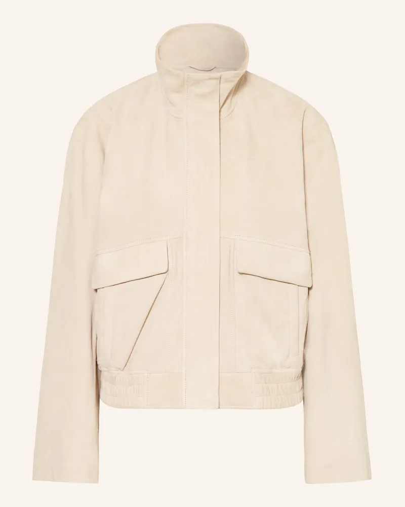 Mrs & HUGS Lederjacke grau Beige