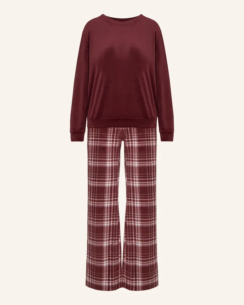 Hunkemöller Schlafanzug Velours lila Lila