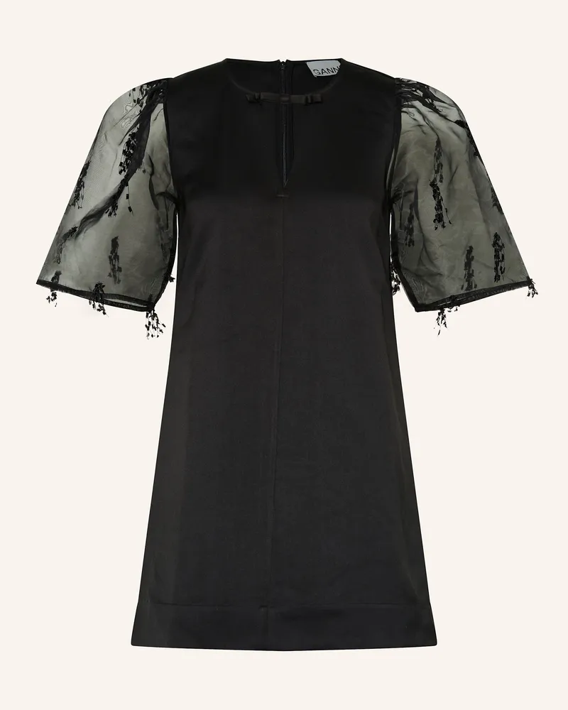 Ganni Satinkleid schwarz Schwarz