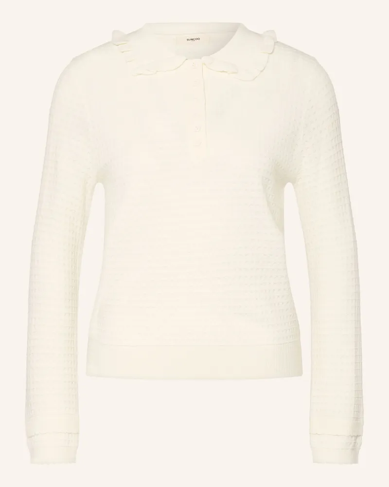 Suncoo Strick-Poloshirt Peridi Mit Rüschen weiss Creme