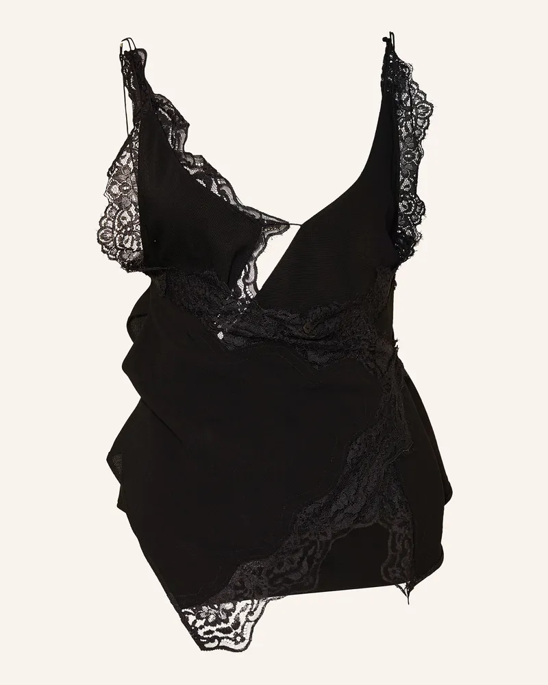 Christopher Esber Top mit Spitze und Cut-Out Schwarz
