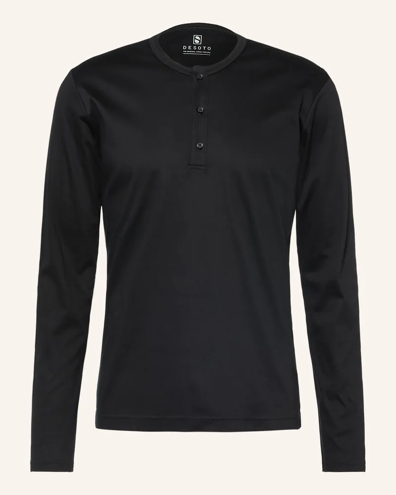 DESOTO Henley-Shirt schwarz Schwarz