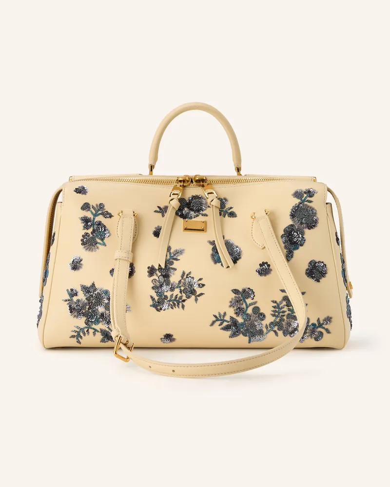Dolce & Gabbana Handtasche Vittoria Medium Mit Pailletten beige Creme