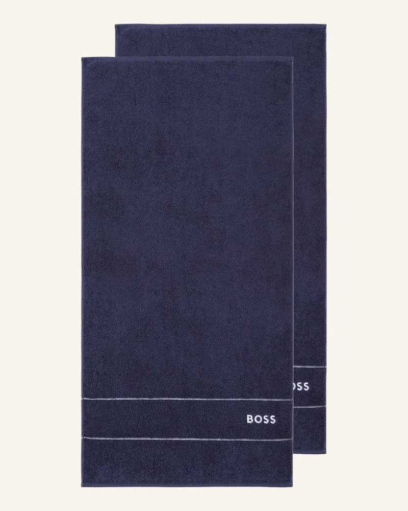HUGO BOSS Handtuch 2er Set Plain blau Dunkelblau