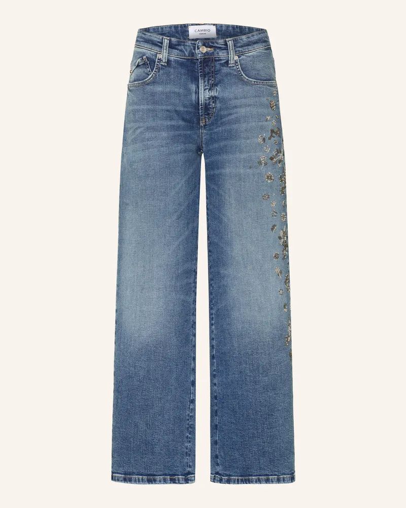 Cambio Barrel Jeans Baggy Mit Pailletten blau 5196