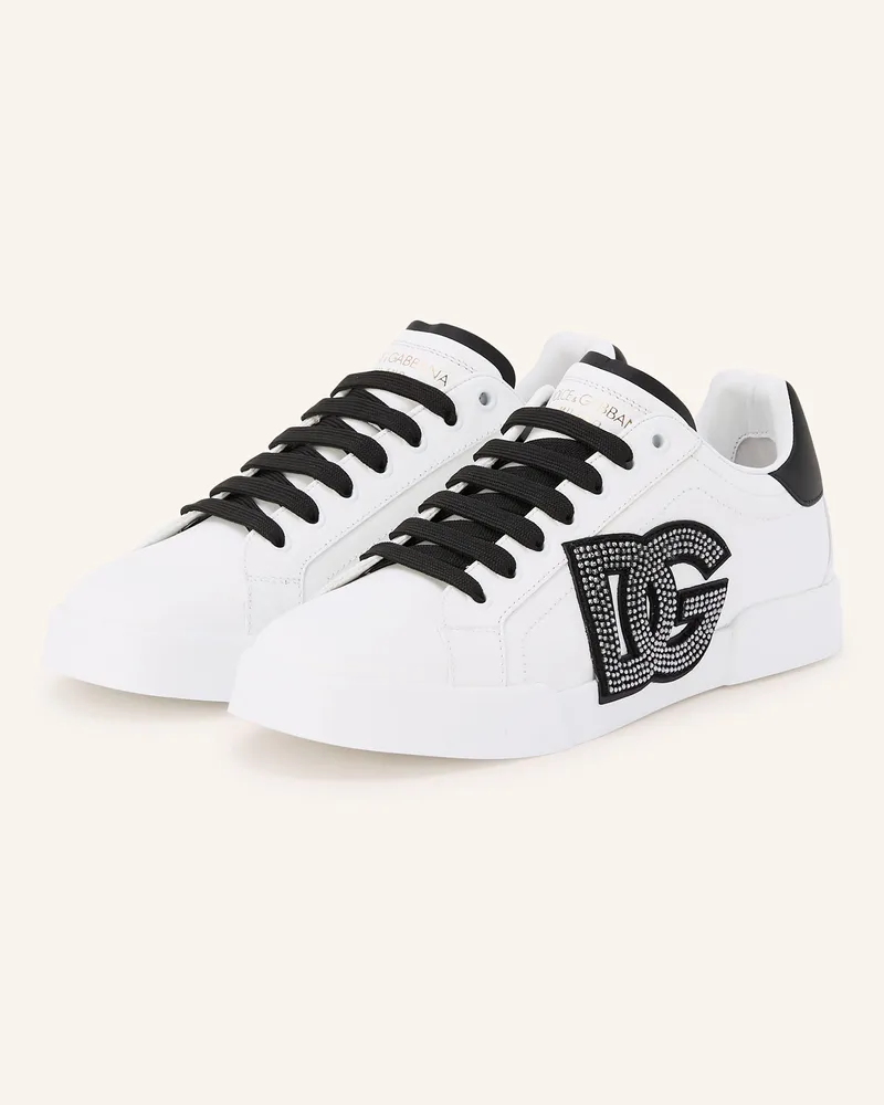 Dolce & Gabbana Sneaker PORTOFINO LIGHT STROBEL mit Schmucksteinen Weiss