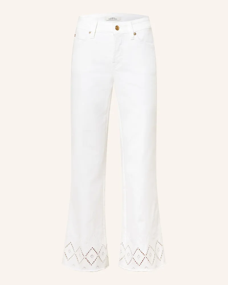 Cambio Bootcut-Hose Francesca Mit Lochspitze weiss 5116